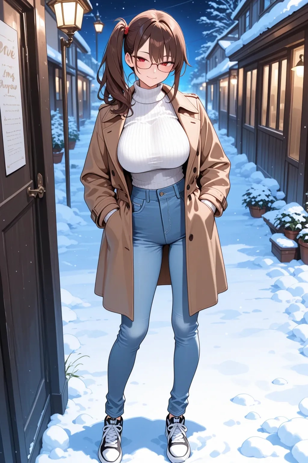 年末デートの待ち合わせ中のアカネちゃん