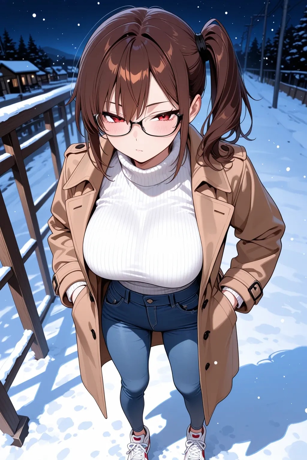 年末デートの待ち合わせ中のアカネちゃん