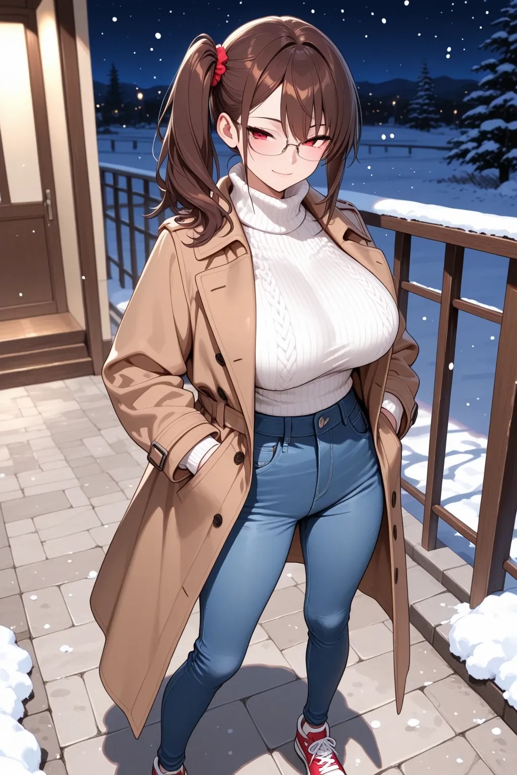 年末デートの待ち合わせ中のアカネちゃん