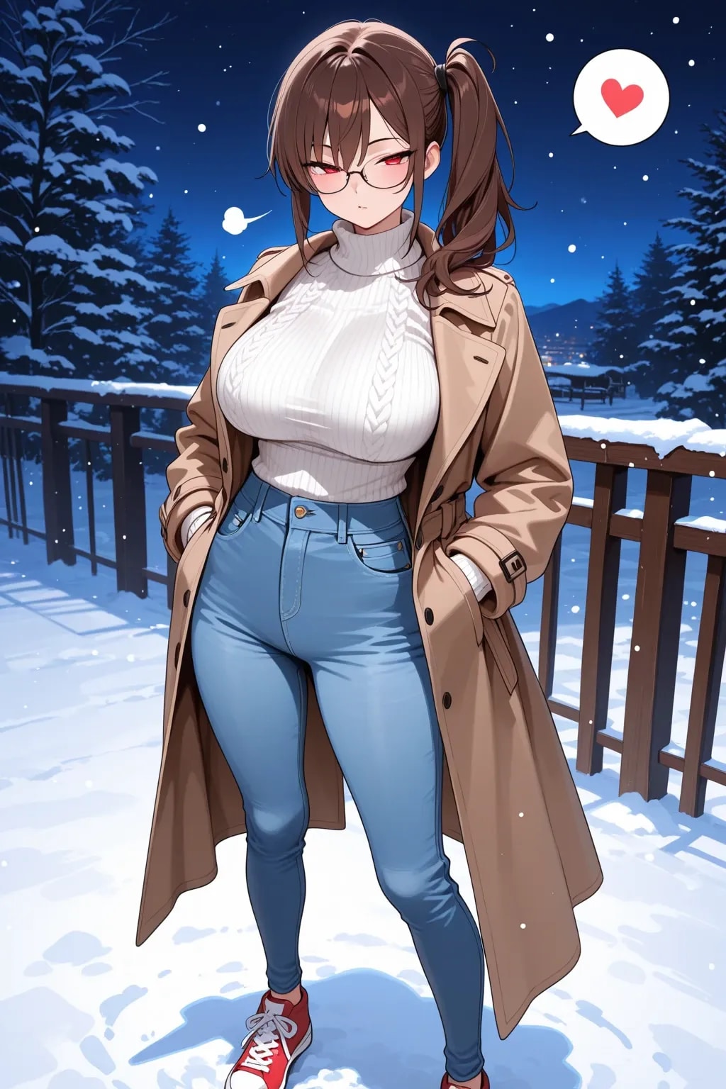 年末デートの待ち合わせ中のアカネちゃん