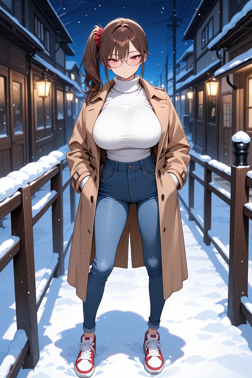 年末デートの待ち合わせ中のアカネちゃん