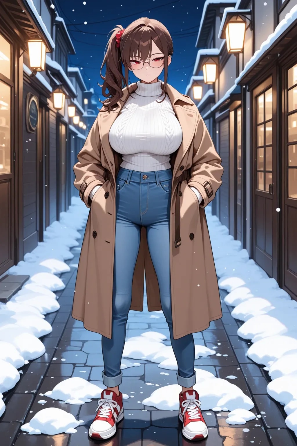 年末デートの待ち合わせ中のアカネちゃん