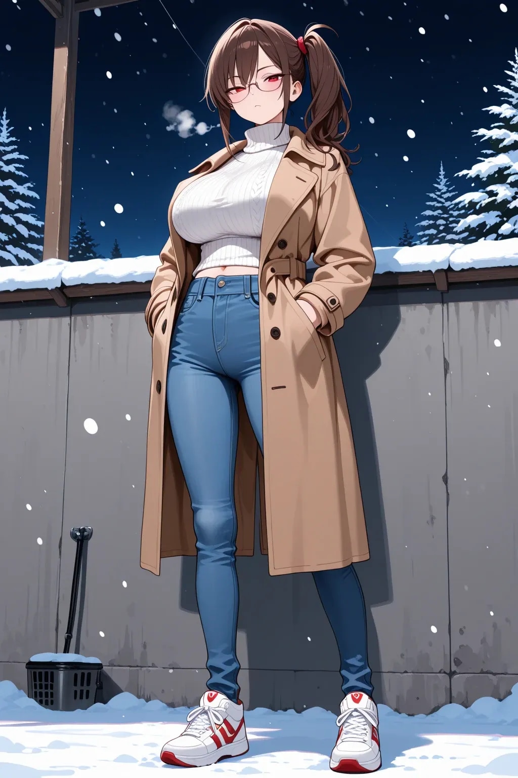 年末デートの待ち合わせ中のアカネちゃん