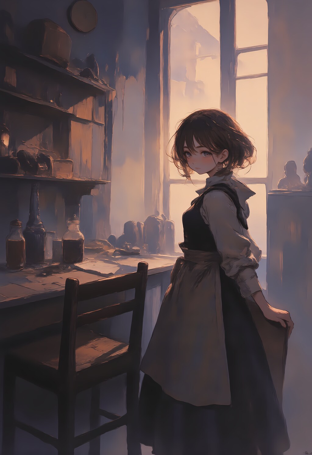 エプロン姿のウェイトレス