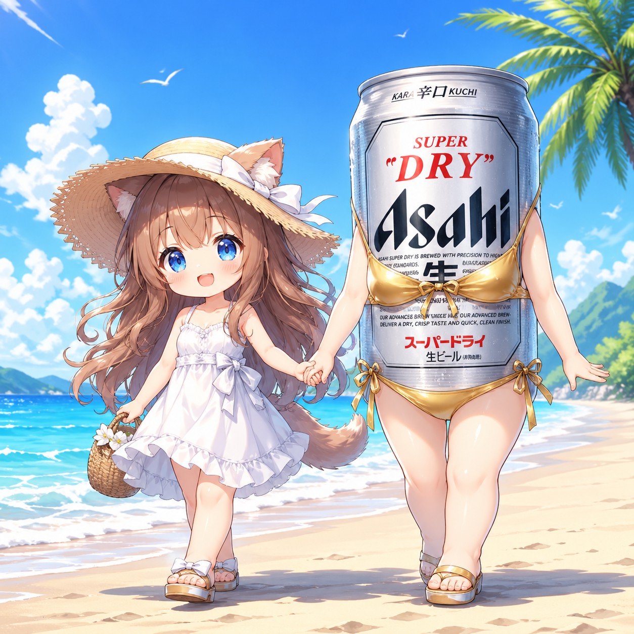 海と金色ビキニと小さな女の子 | の人気AIイラスト・グラビア