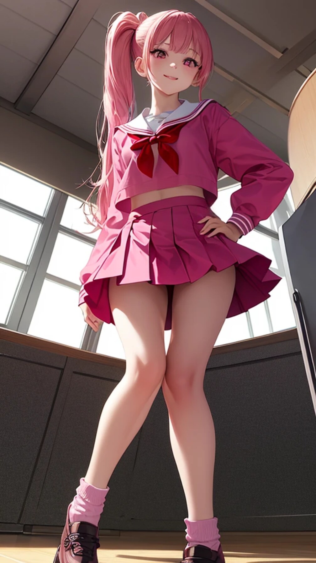セーラー服とサイドポニテ女子高生のアオリ視点