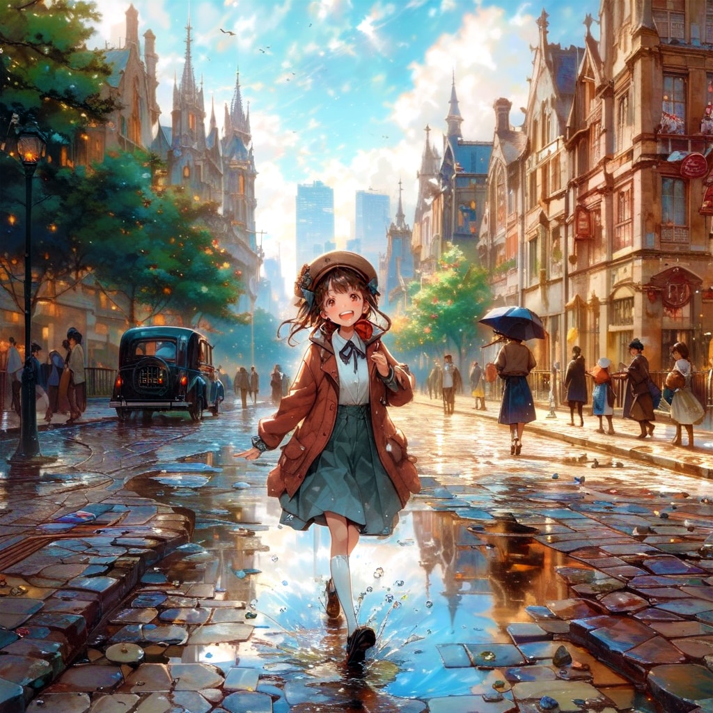 街と水たまり、少女169