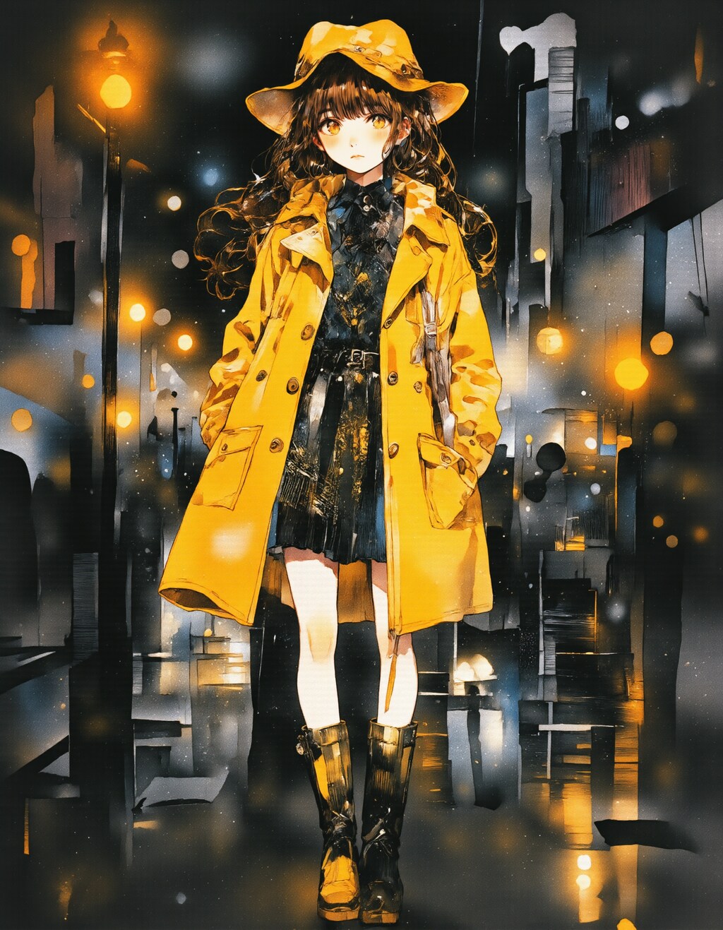 黄色いレインコートと夜の街 2