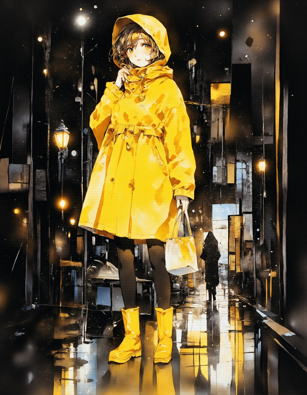 黄色いレインコートと夜の街 2