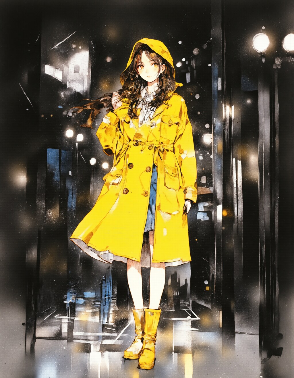 黄色いレインコートと夜の街 2