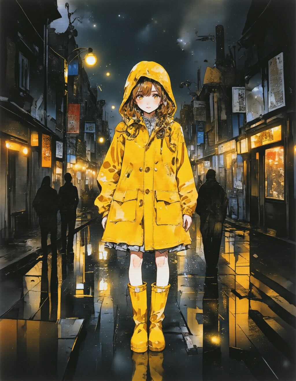 黄色いレインコートと夜の街 2