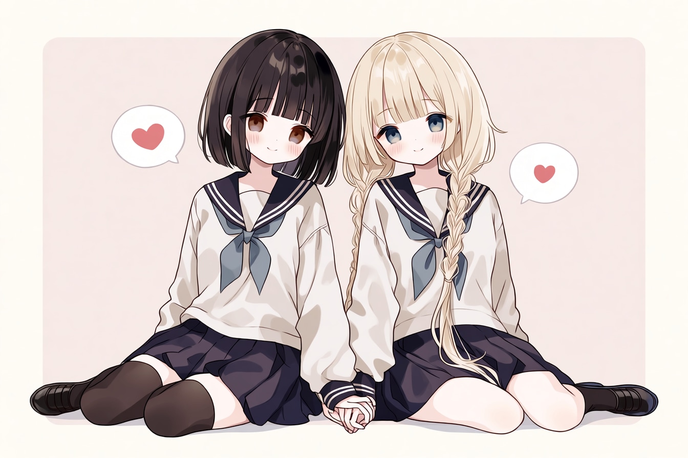 二人のJK210 | の人気AIイラスト・グラビア