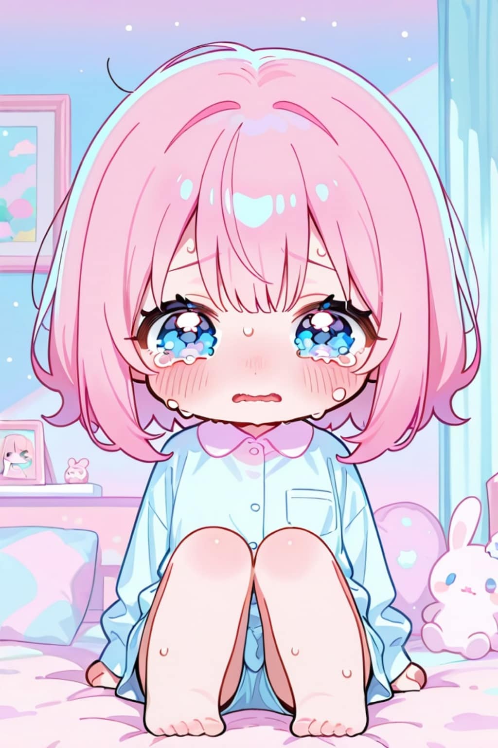 泣くピンク髪ちゃん