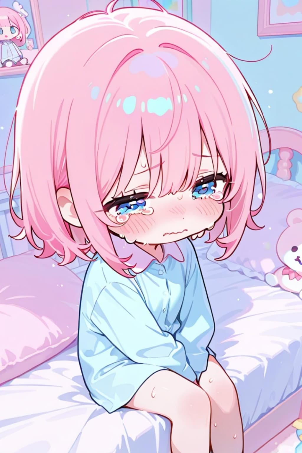 泣くピンク髪ちゃん