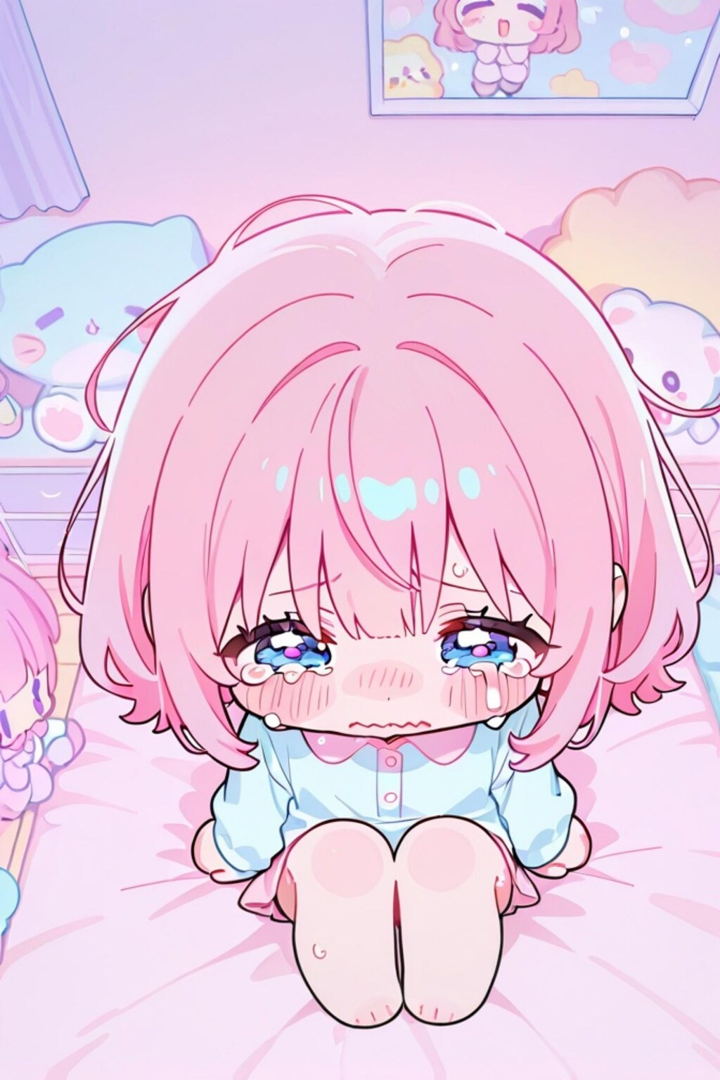 泣くピンク髪ちゃん