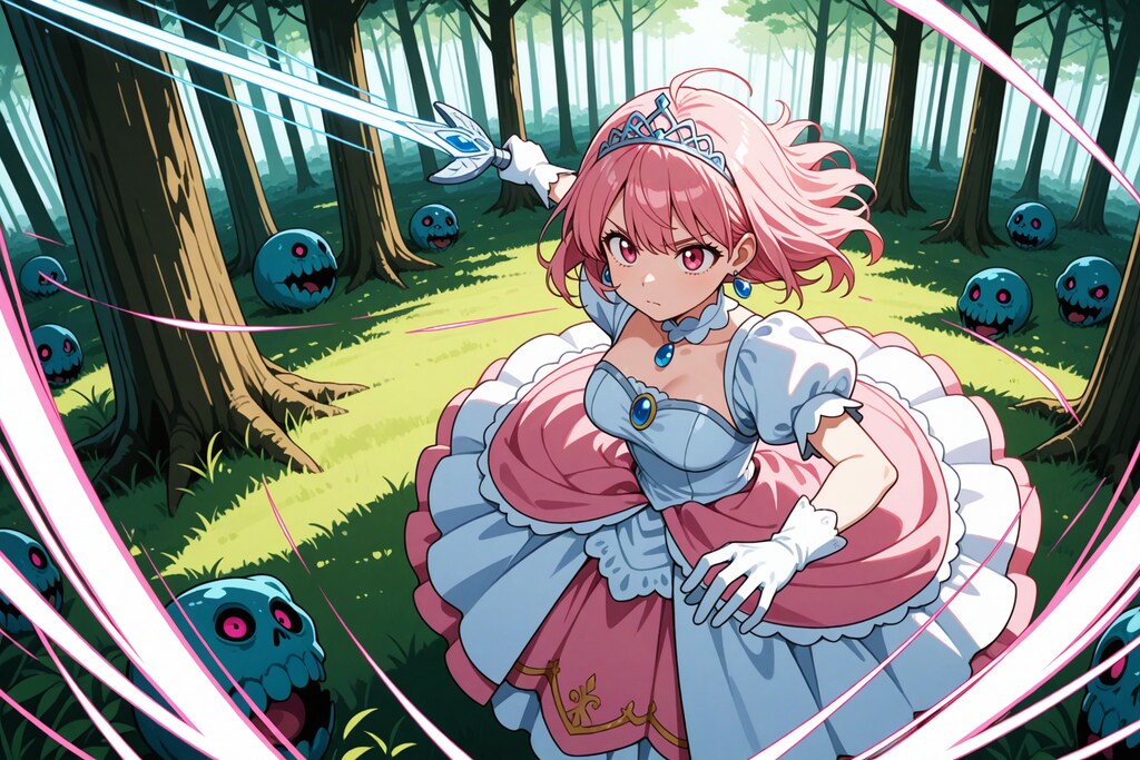 魔物と戦う姫様