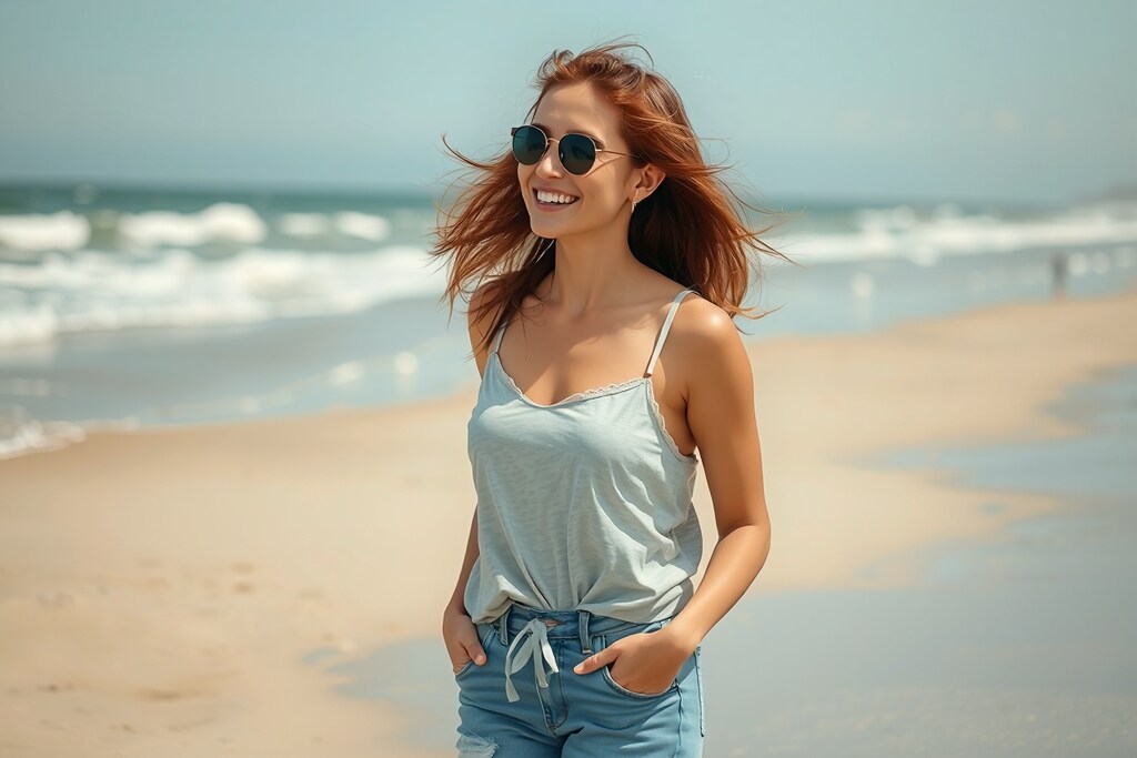 ビーチでお散歩