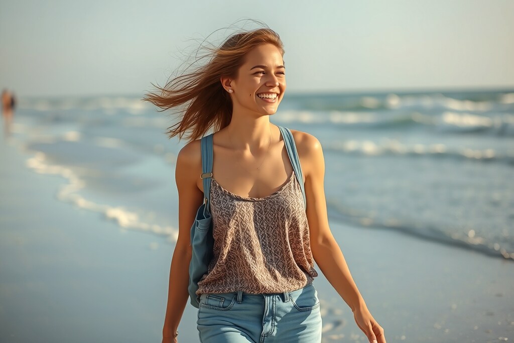 ビーチでお散歩