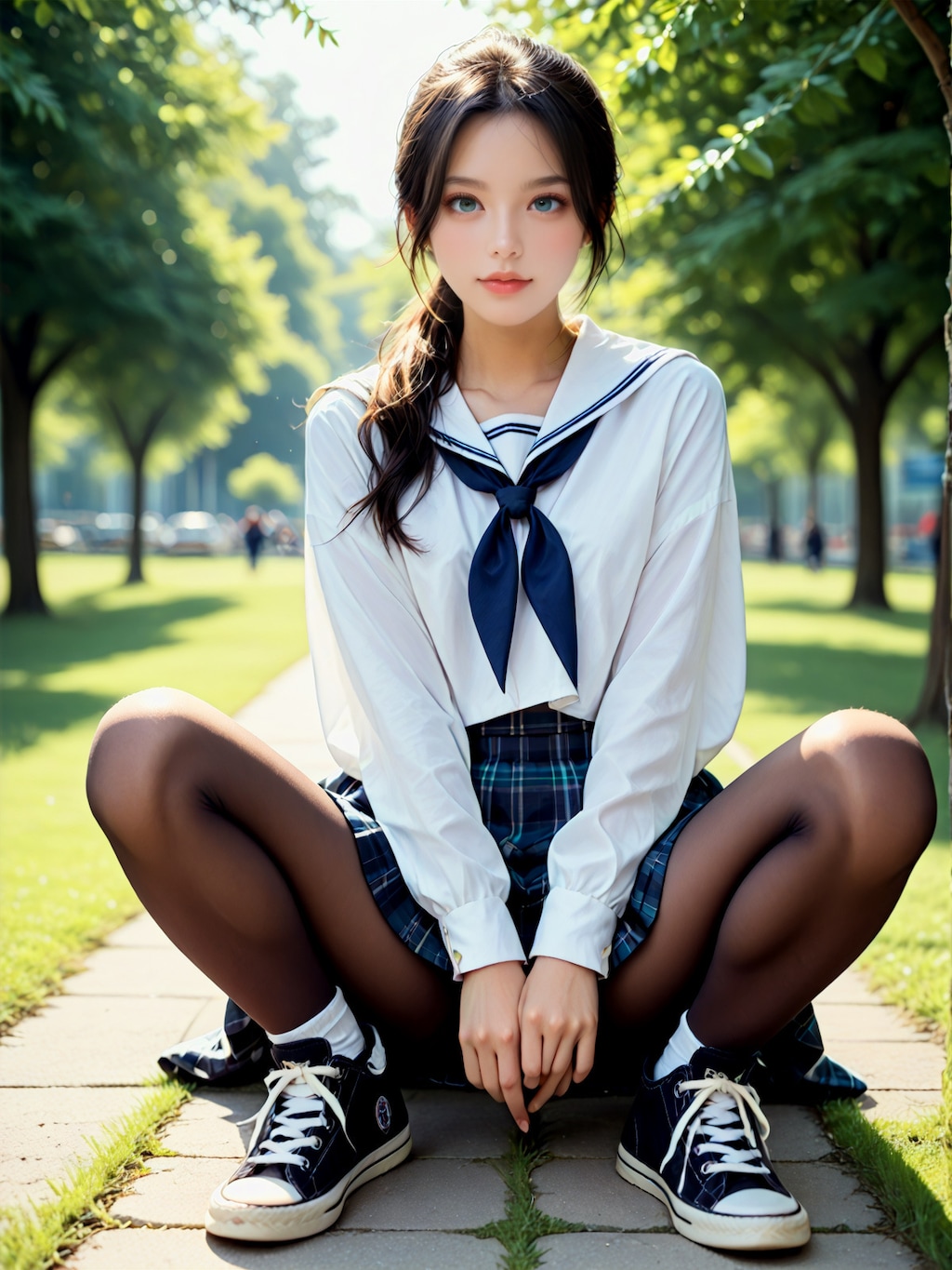 ヤンキー座り女子高生