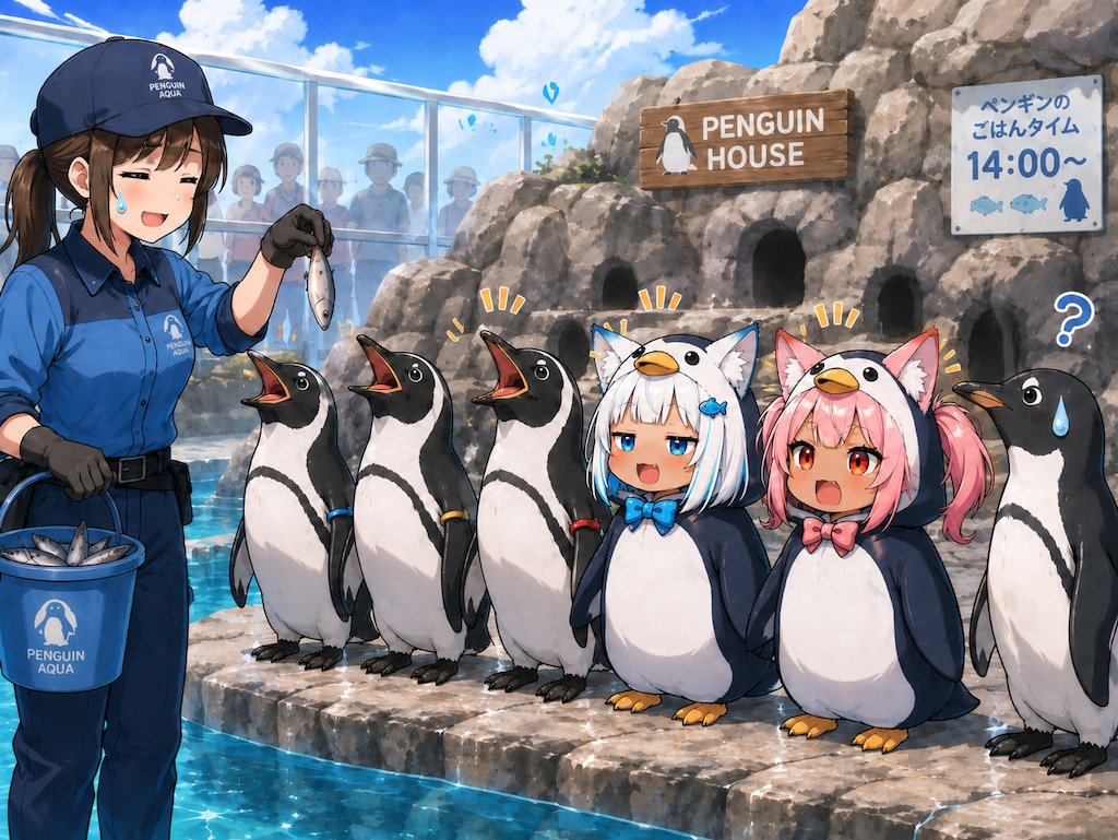ペンギンのごはんタイム