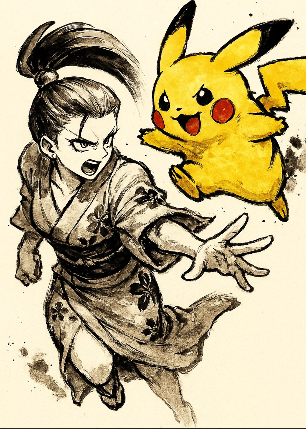 chatgptで水墨画風水彩画