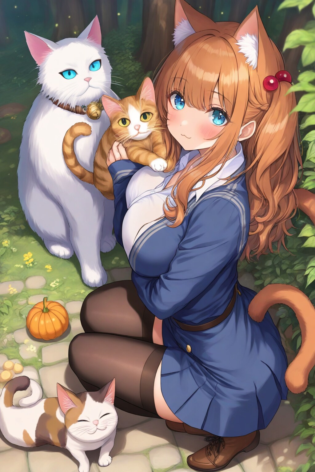 ワンサイドアップの美少女猫娘