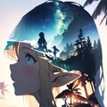 海に来て、故郷の森に思いを馳せるエルフちゃん 3枚目