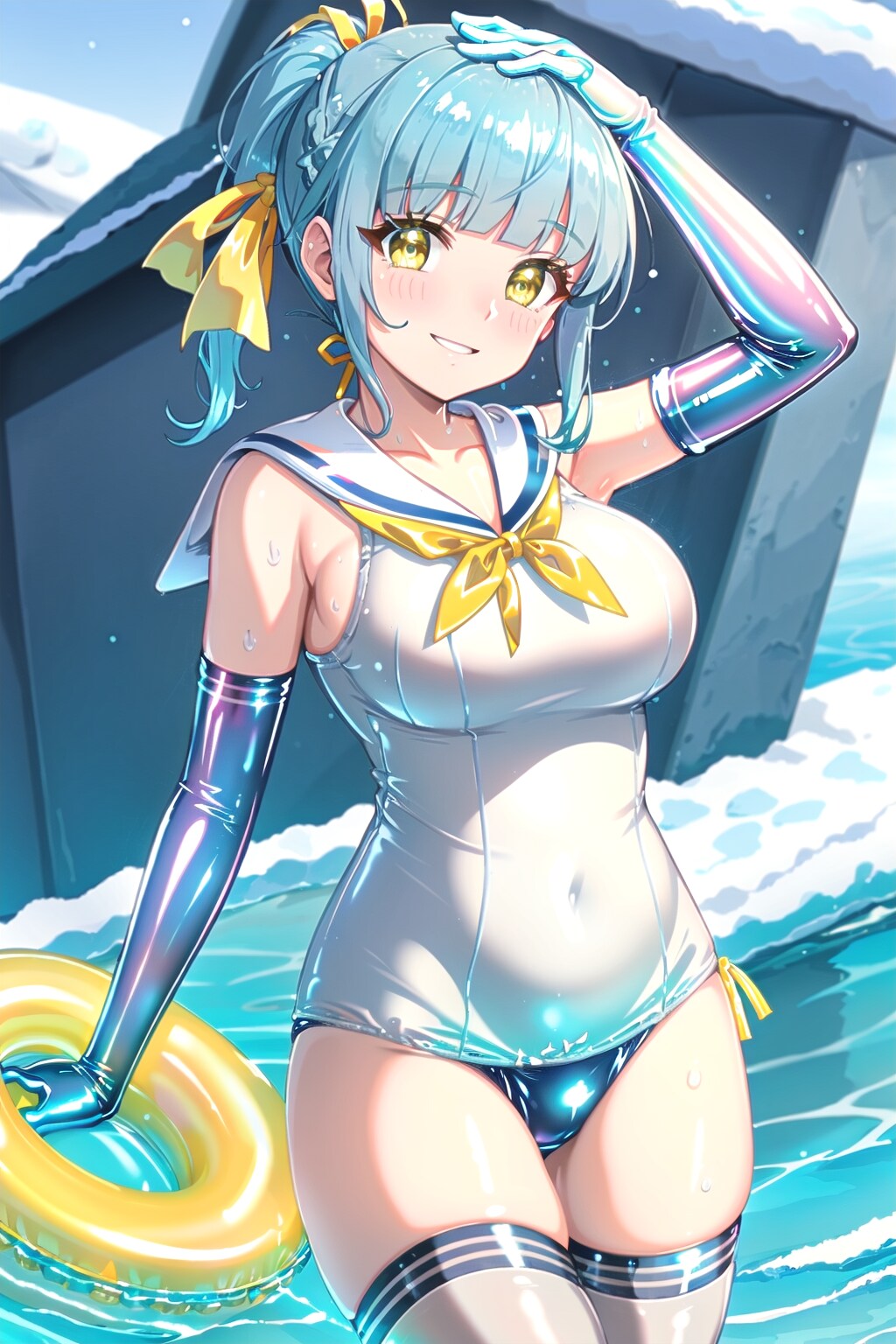 スク水コスヒロインは寒波にだって負けない