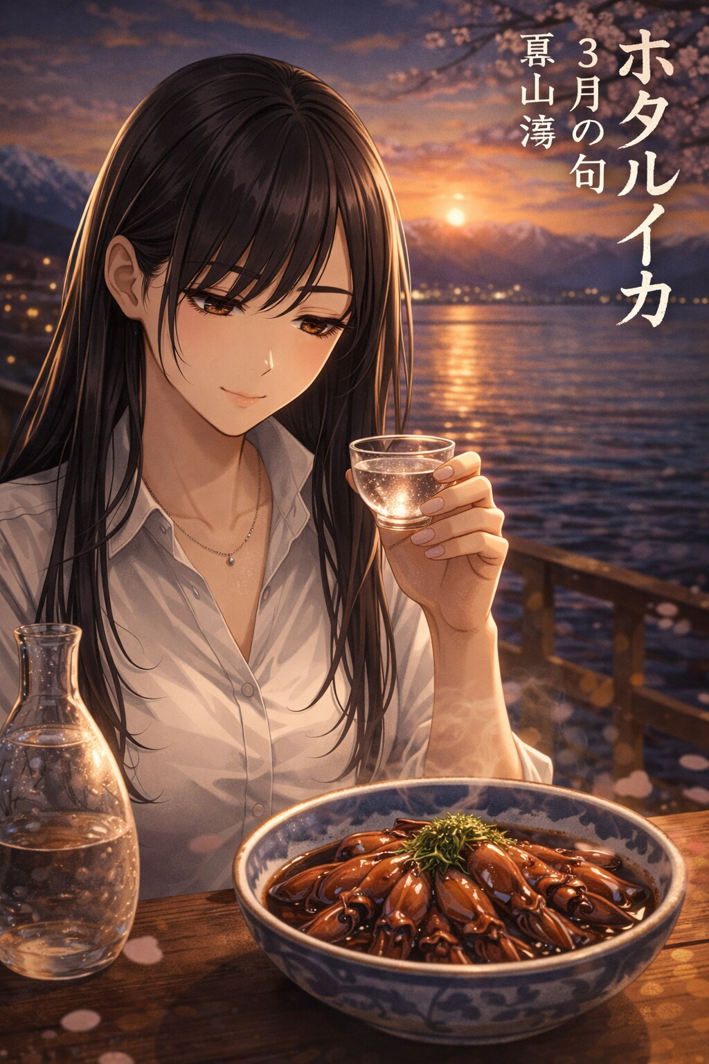 今夜の酒のお供。富山湾のホタルイカ。沖漬けと日本酒は身に染みる。