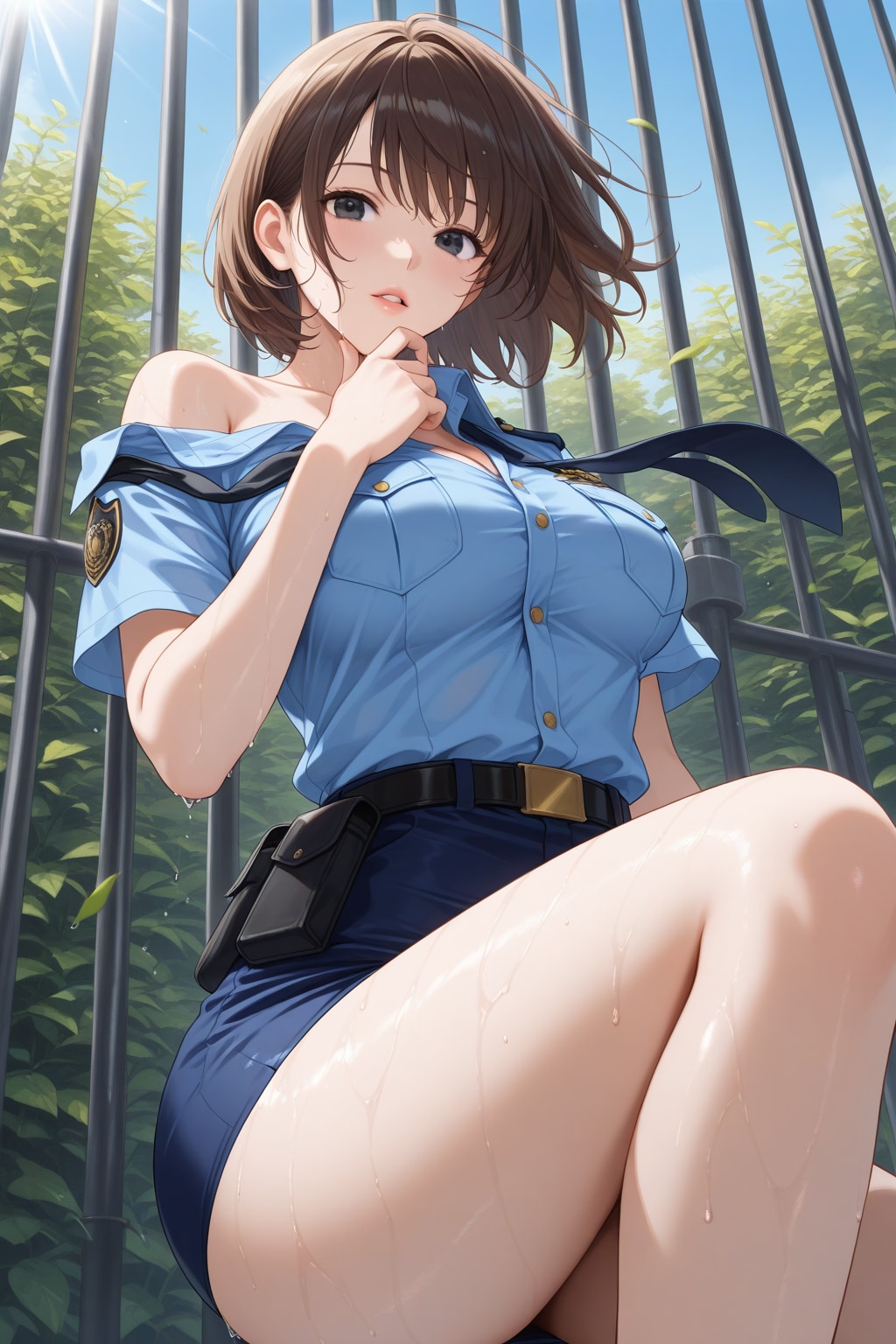 汗びっしょり！　真夏の警備は大変！