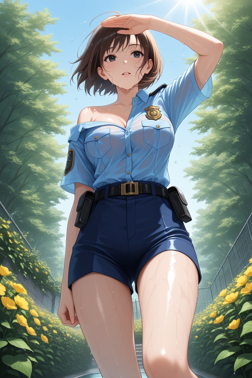 汗びっしょり！　真夏の警備は大変！