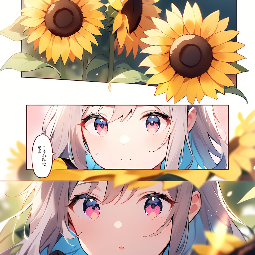 向日葵　漫画風。
