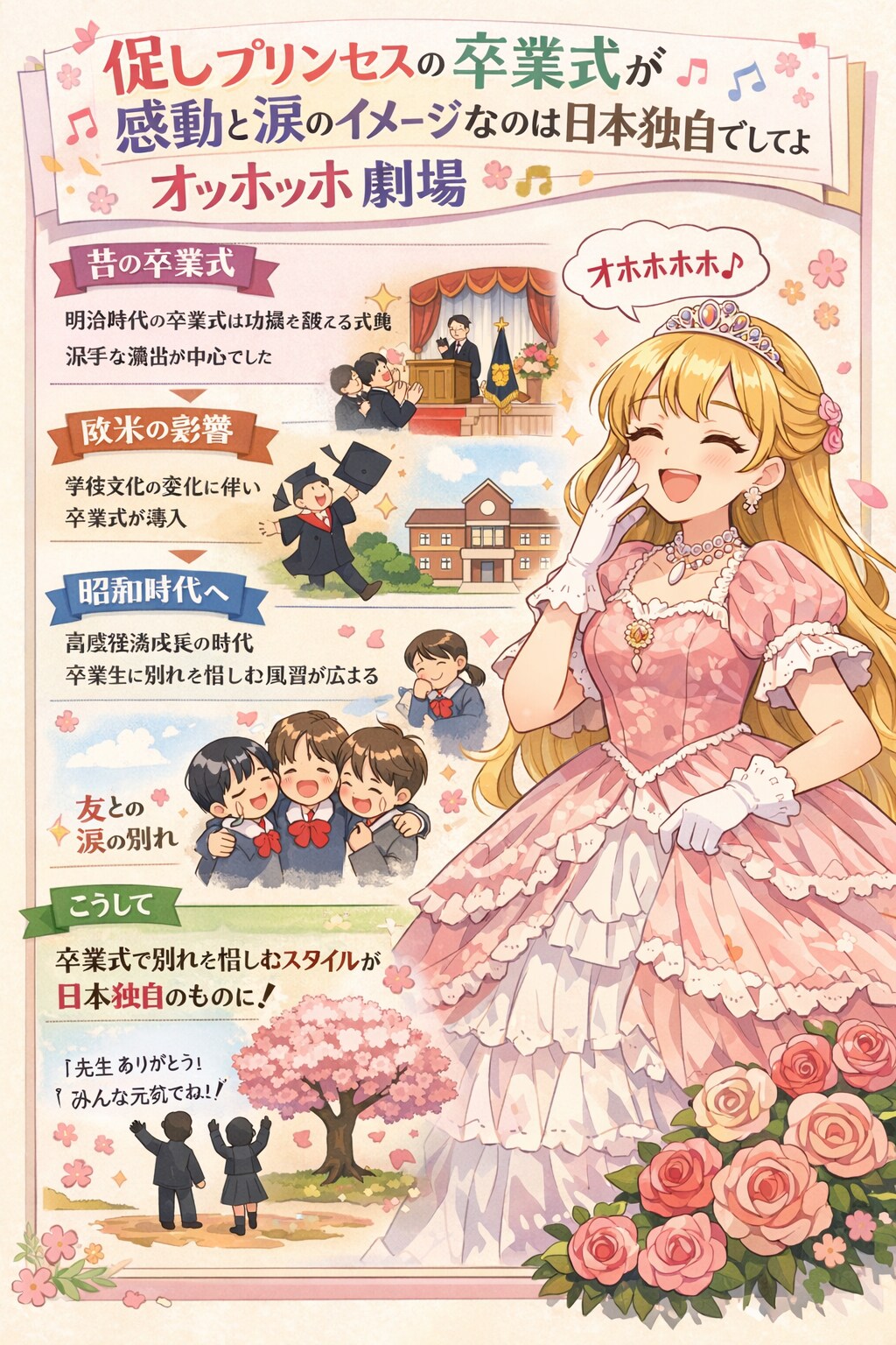 促しプリンセスの卒業式が感動と涙のイメージなのは日本独自でしてよオッホッホ劇場