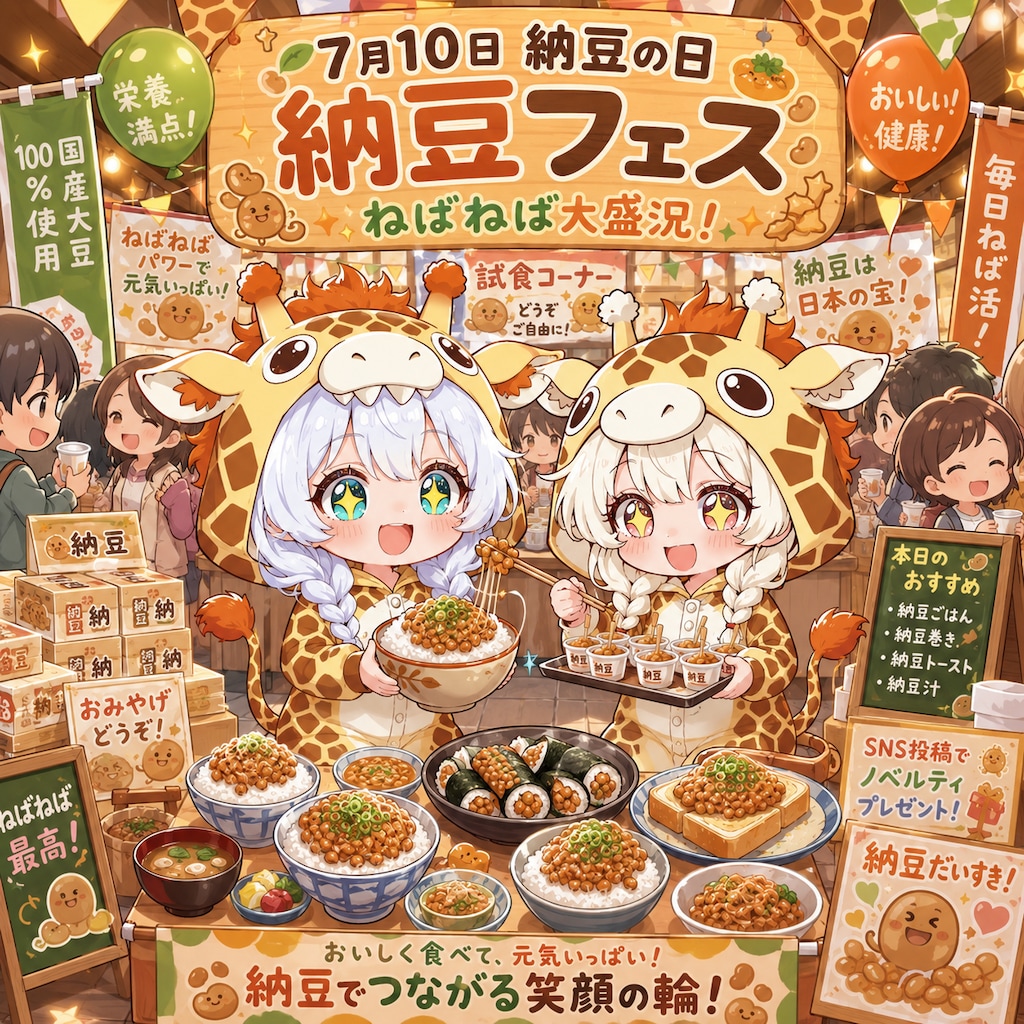 ご飯を食べるキリン着ぐるみちび子ちゃん