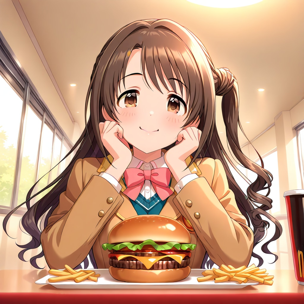 【某ックでハンバーガーを・・・】島村卯月ちゃん,本田未央ちゃん,渋谷凛ちゃん | の人気AIイラスト・グラビア