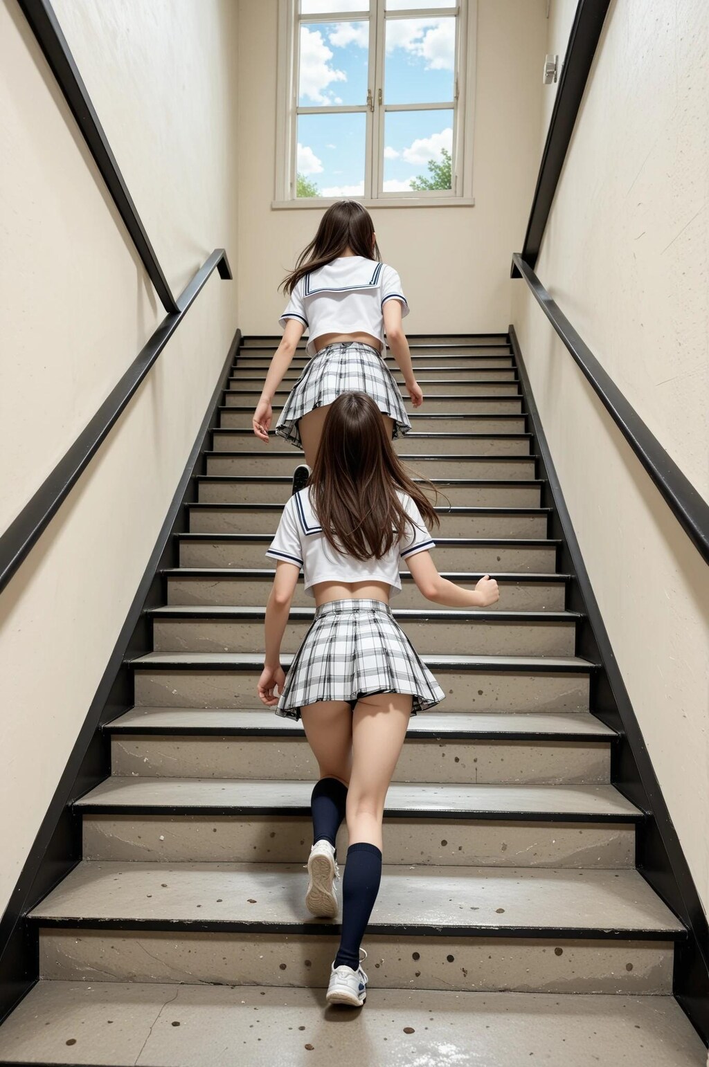 階段を駆ける少女
