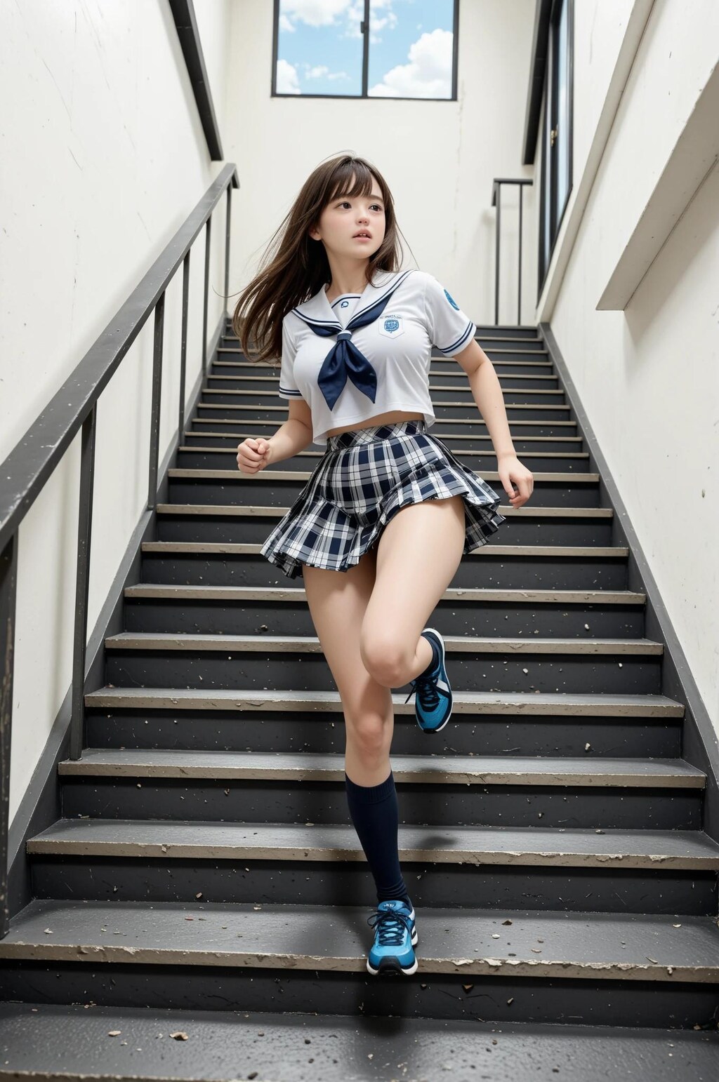 階段を駆ける少女