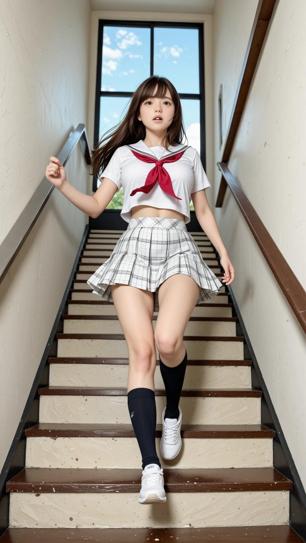 階段を駆ける少女