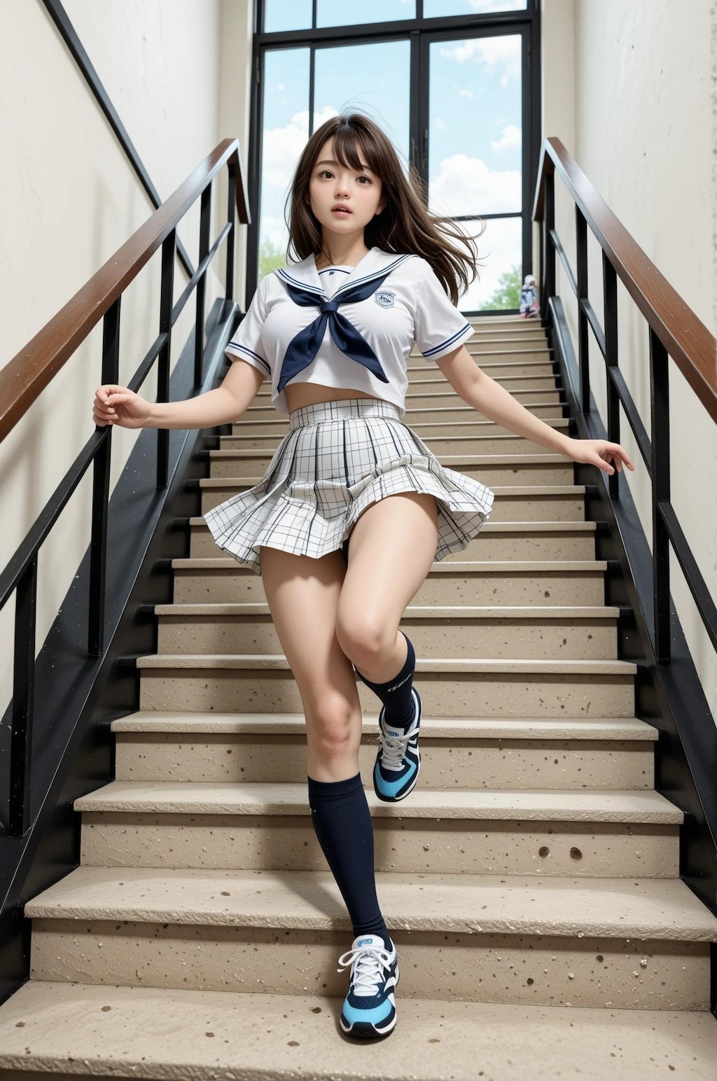階段を駆ける少女