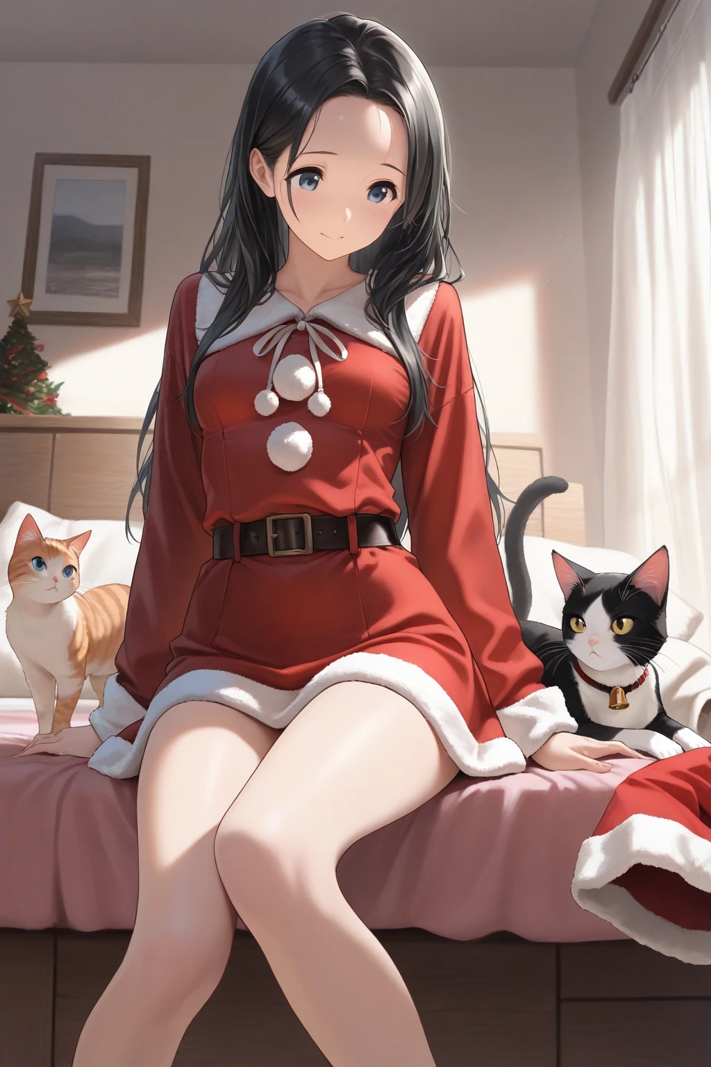 猫とサンタコス