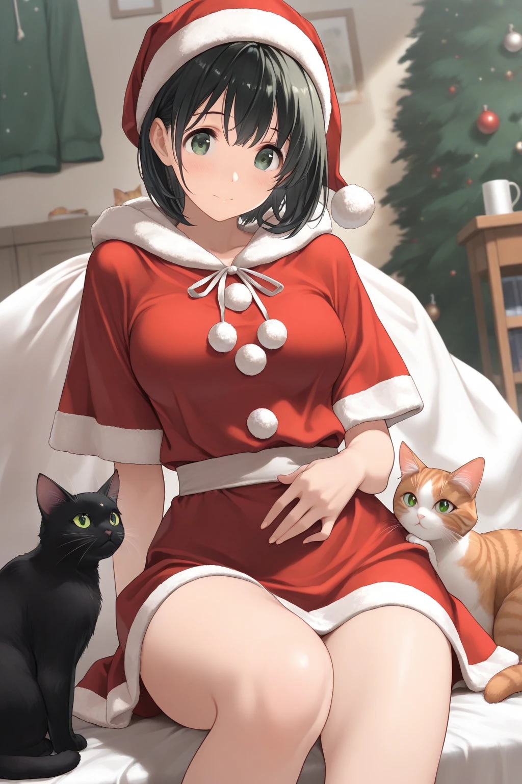 猫とサンタコス