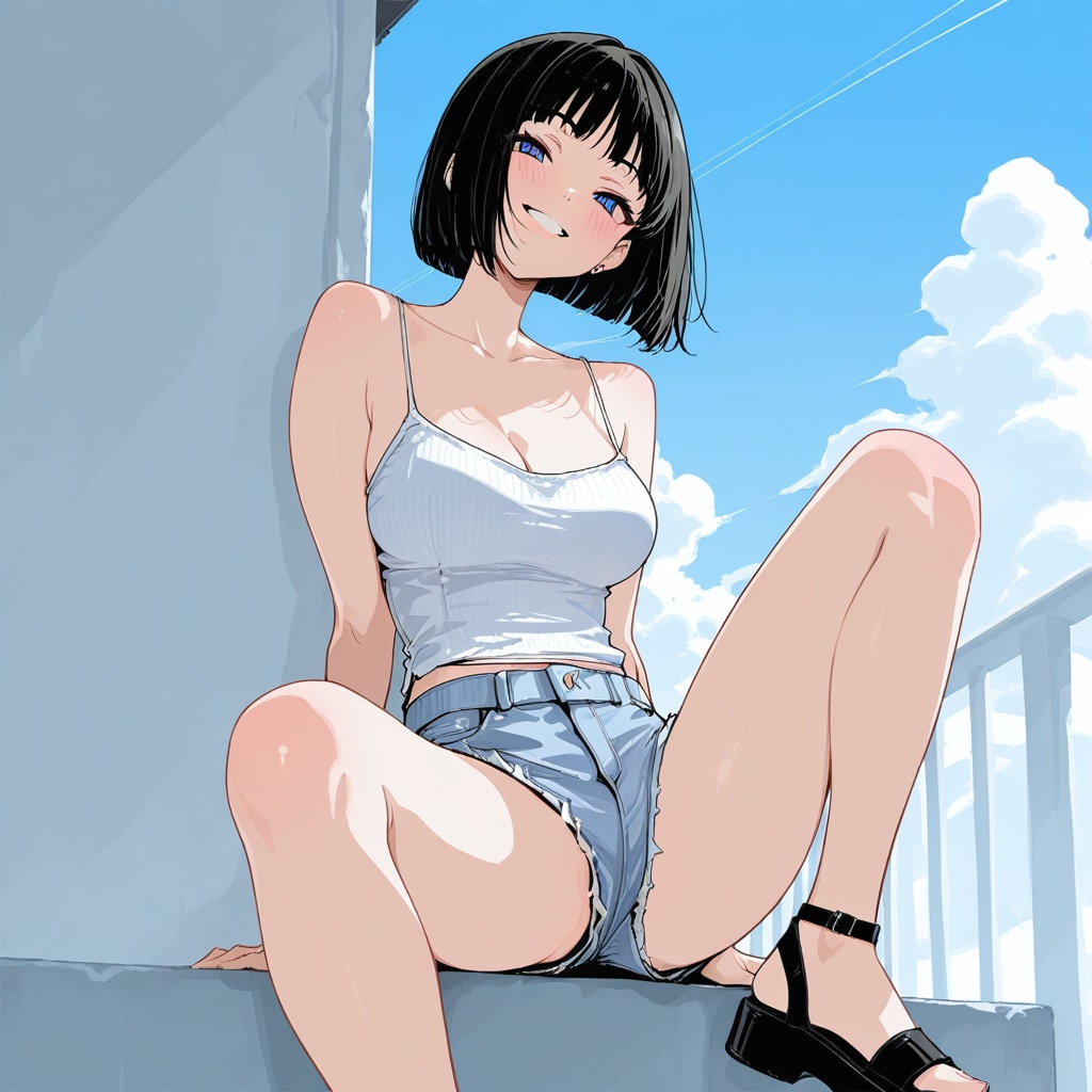 黒髪さん『何処見てんのかな？』