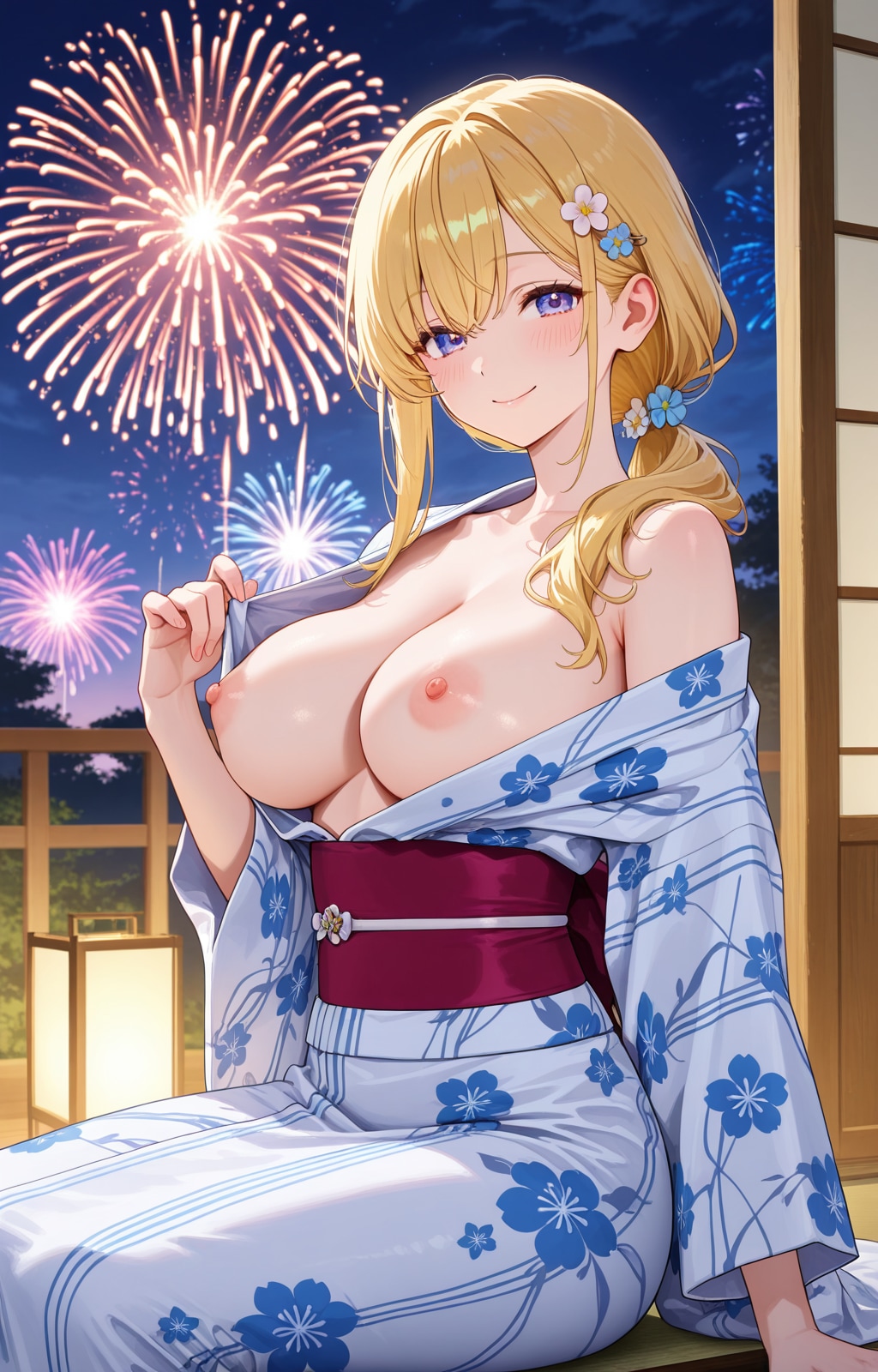 花火の見える旅館で