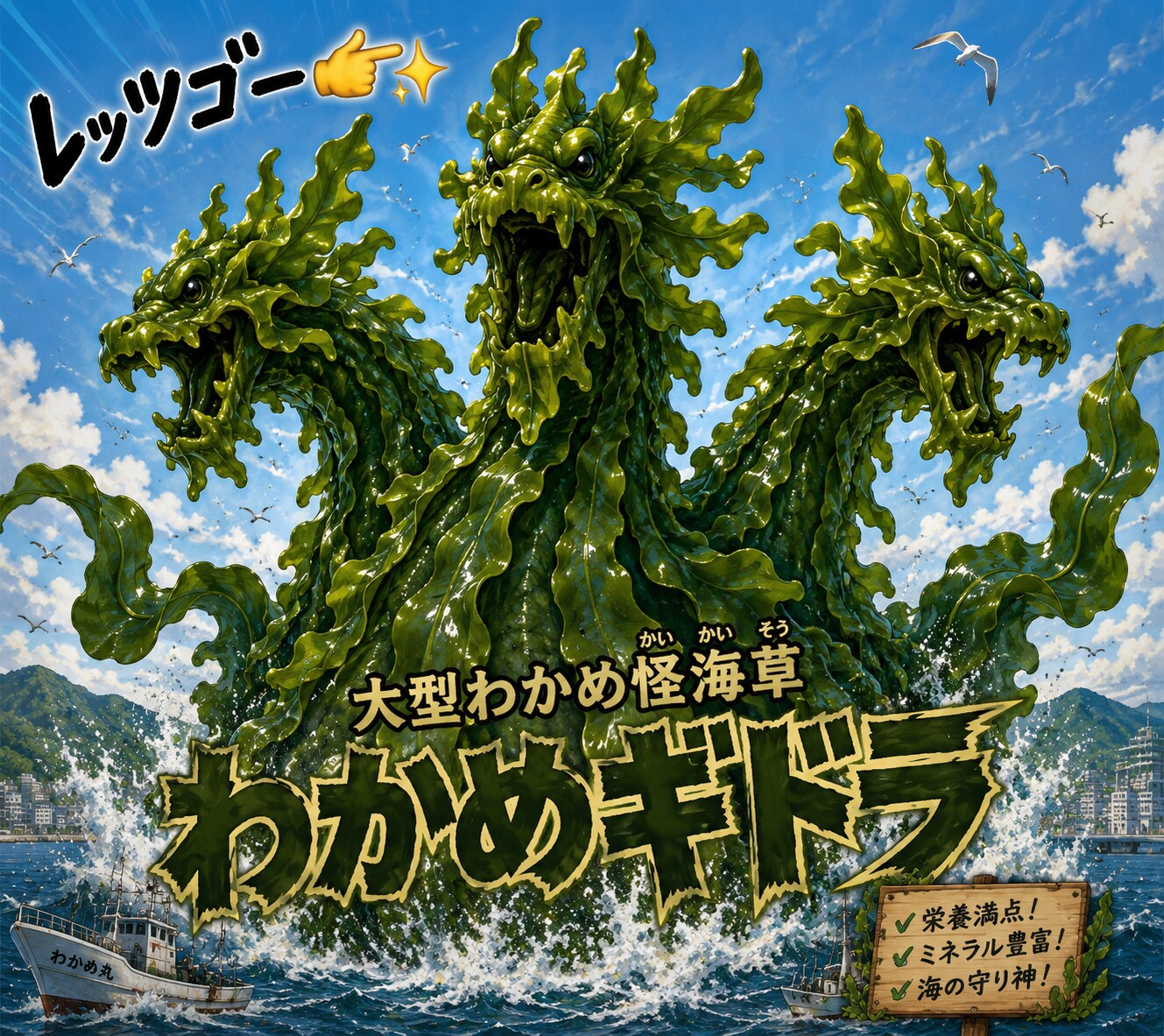 大型わかめ怪海草『わかめギドラ』