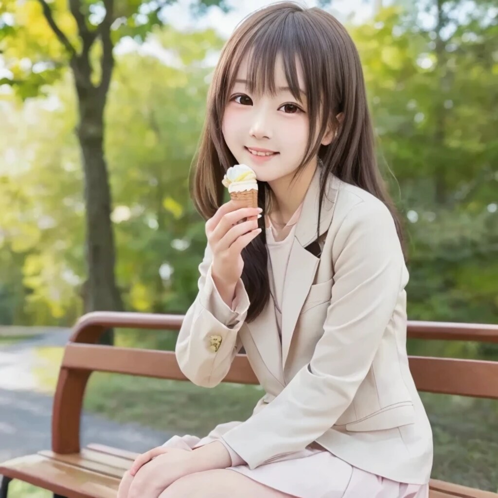 黒髪ロングでブレザーの美女６４