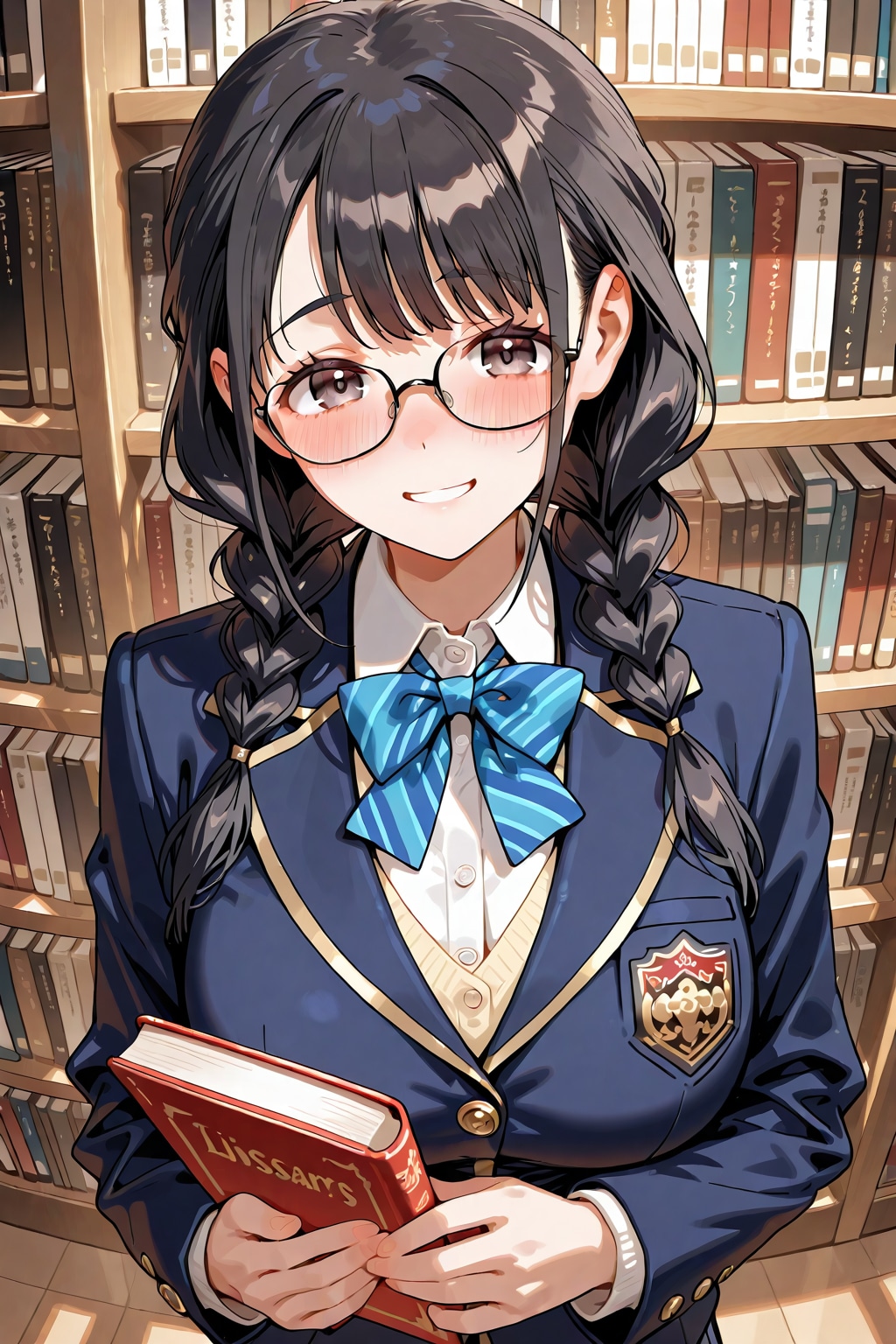 図書室とメガネ少女（BONSAI） | の人気AIイラスト・グラビア