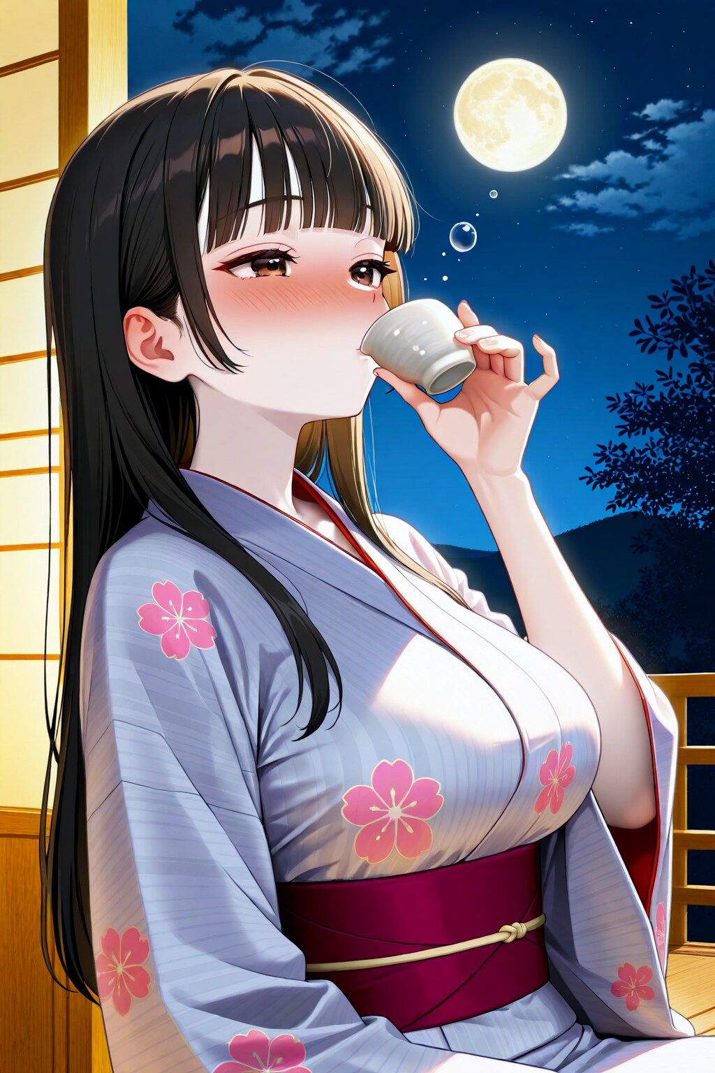 サキちゃんの月見酒 | の人気AIイラスト・グラビア