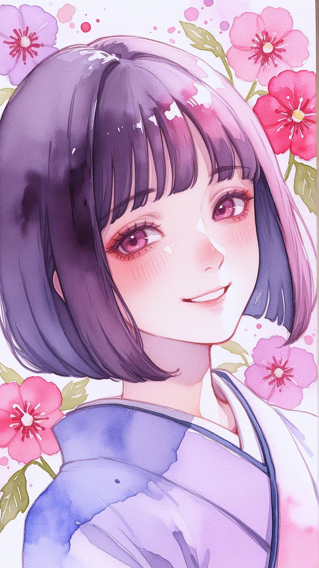 watercolor, girl, flower 8