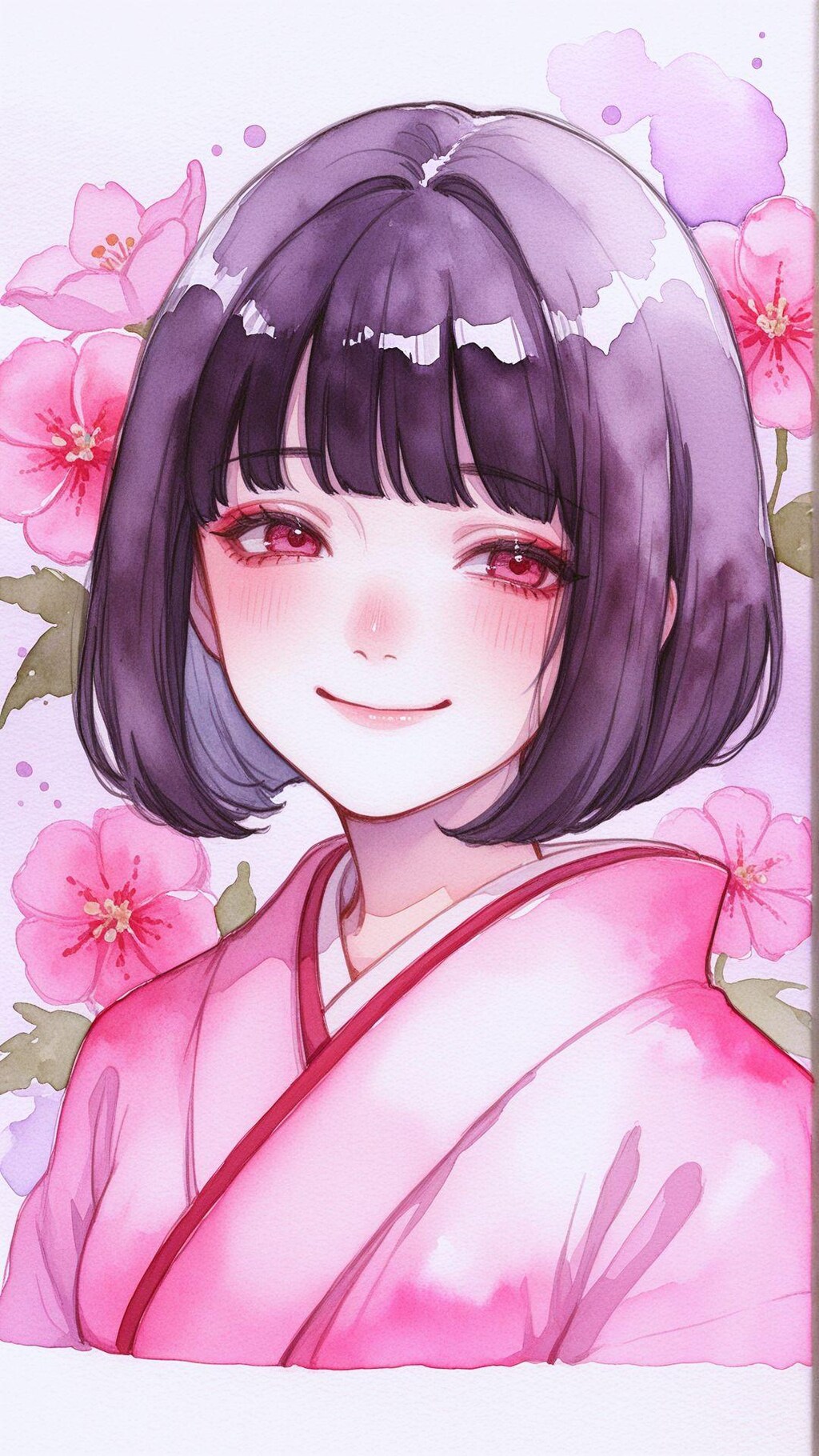 watercolor, girl, flower 8