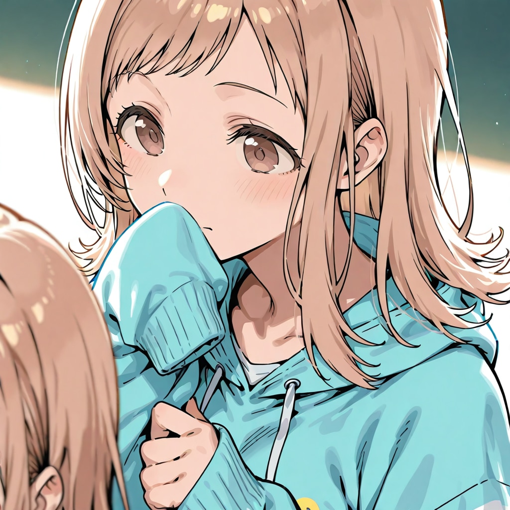 袖で(パーカー)で鼻を拭く櫻木真乃